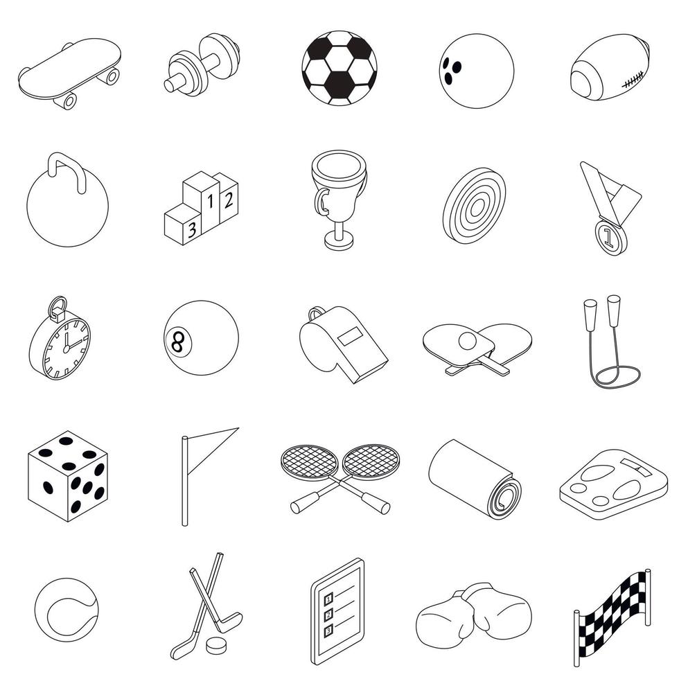 sport iconen set, isometrische 3D-stijl vector