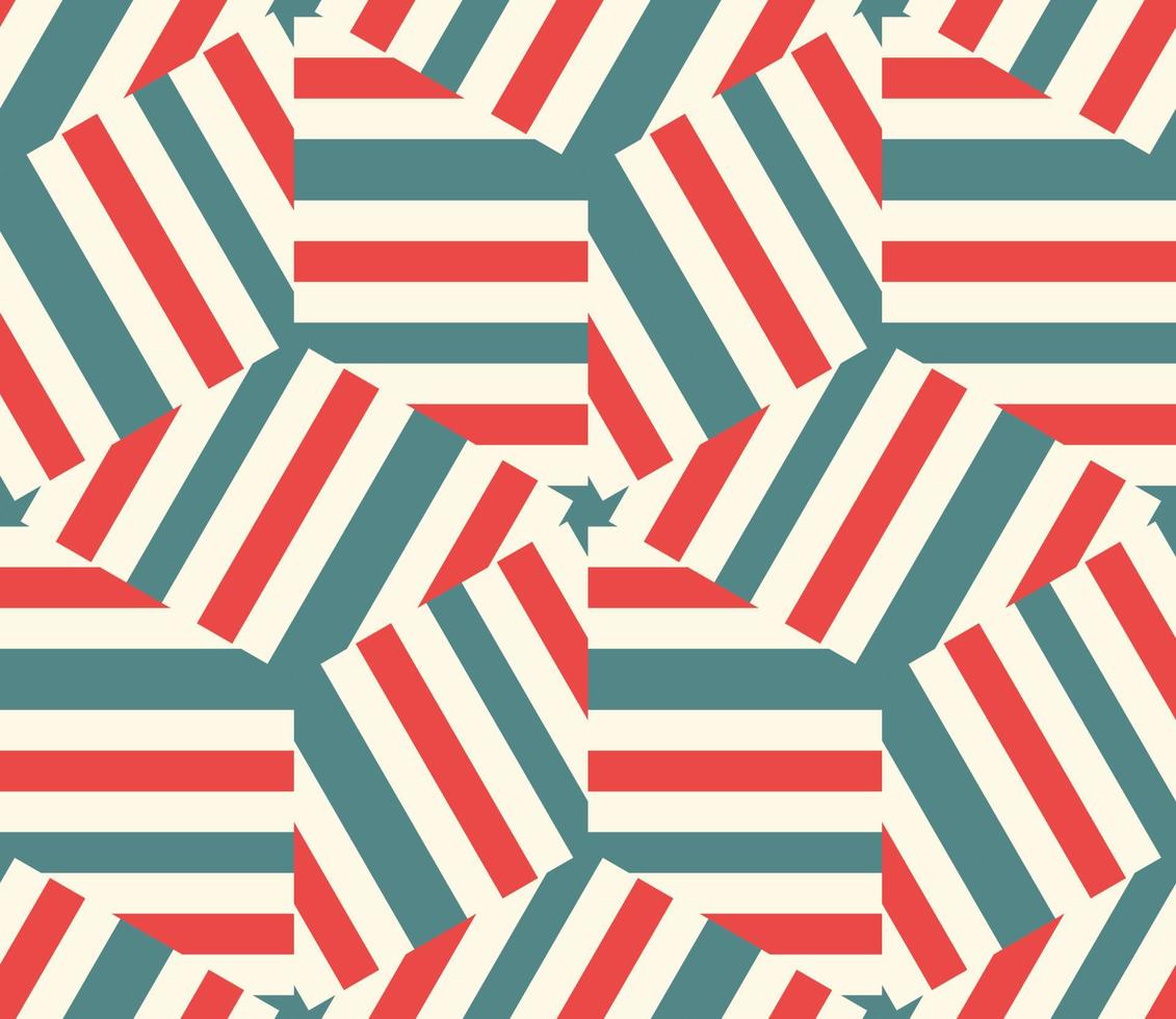 abstracte kubus geometrische naadloze patroon met strepen, ruiten. gestreept mozaïek, tegelachtergrond, inpakpapier. vector