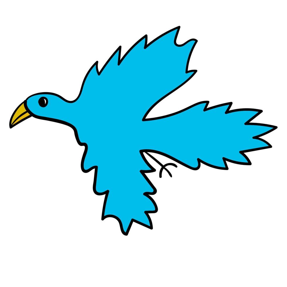 cartoon blauwe vliegende fantasie vogel geïsoleerd op een witte achtergrond. vector