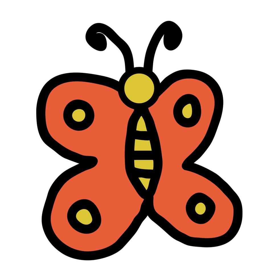 cartoon doodle lineaire vlinder geïsoleerd op een witte achtergrond. vector