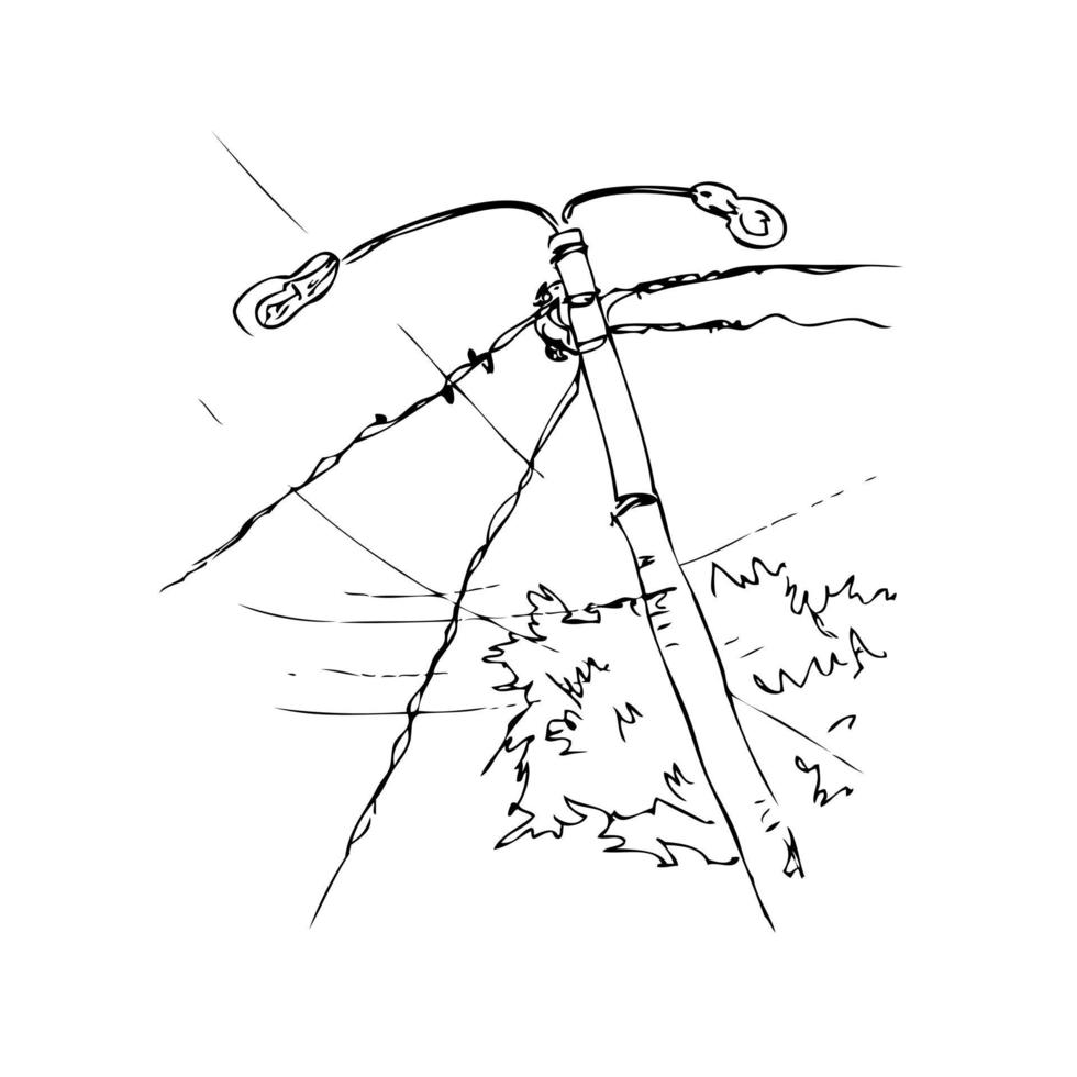 hand tekenen schets van de elektrische paal. vector