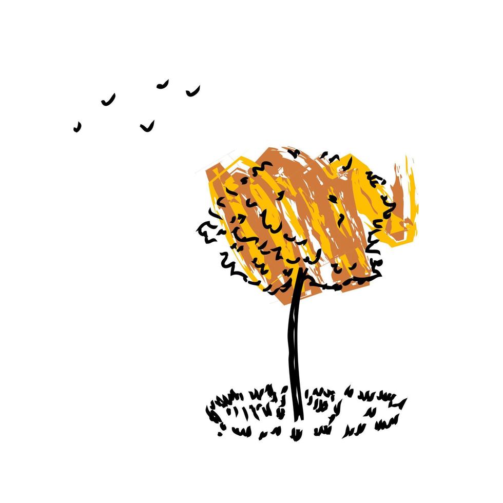 doodle schets van de herfst boom. vector