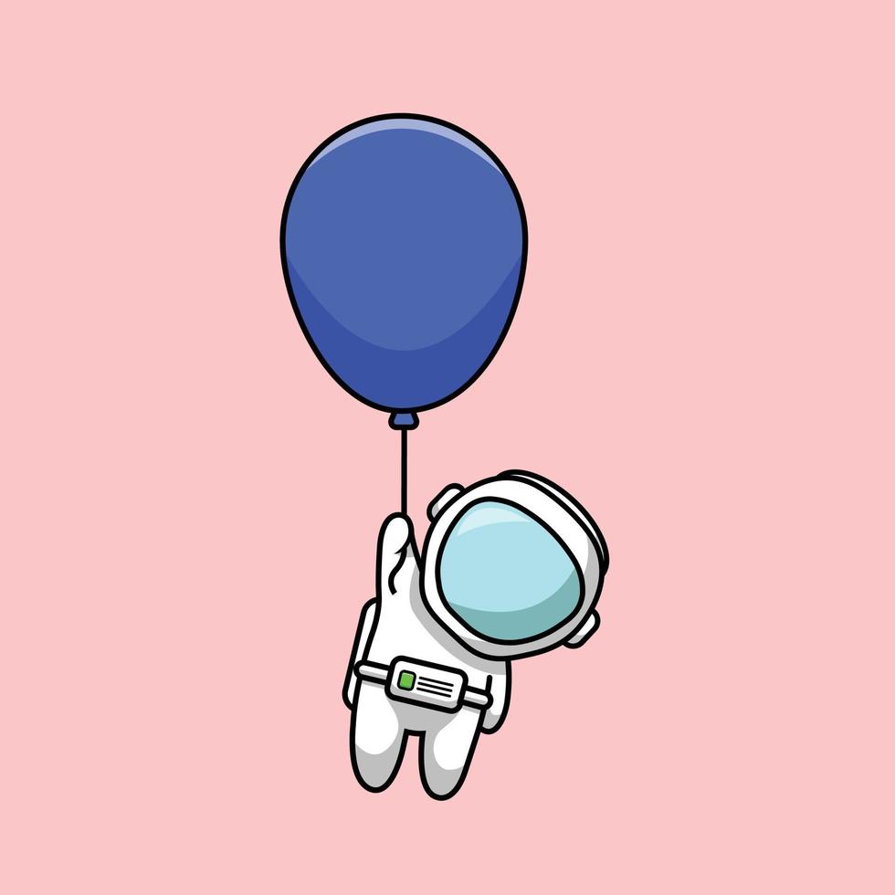 schattige astronaut drijvend met ballon vector