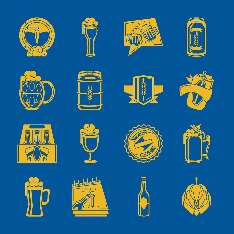 bier drinken icon set vector