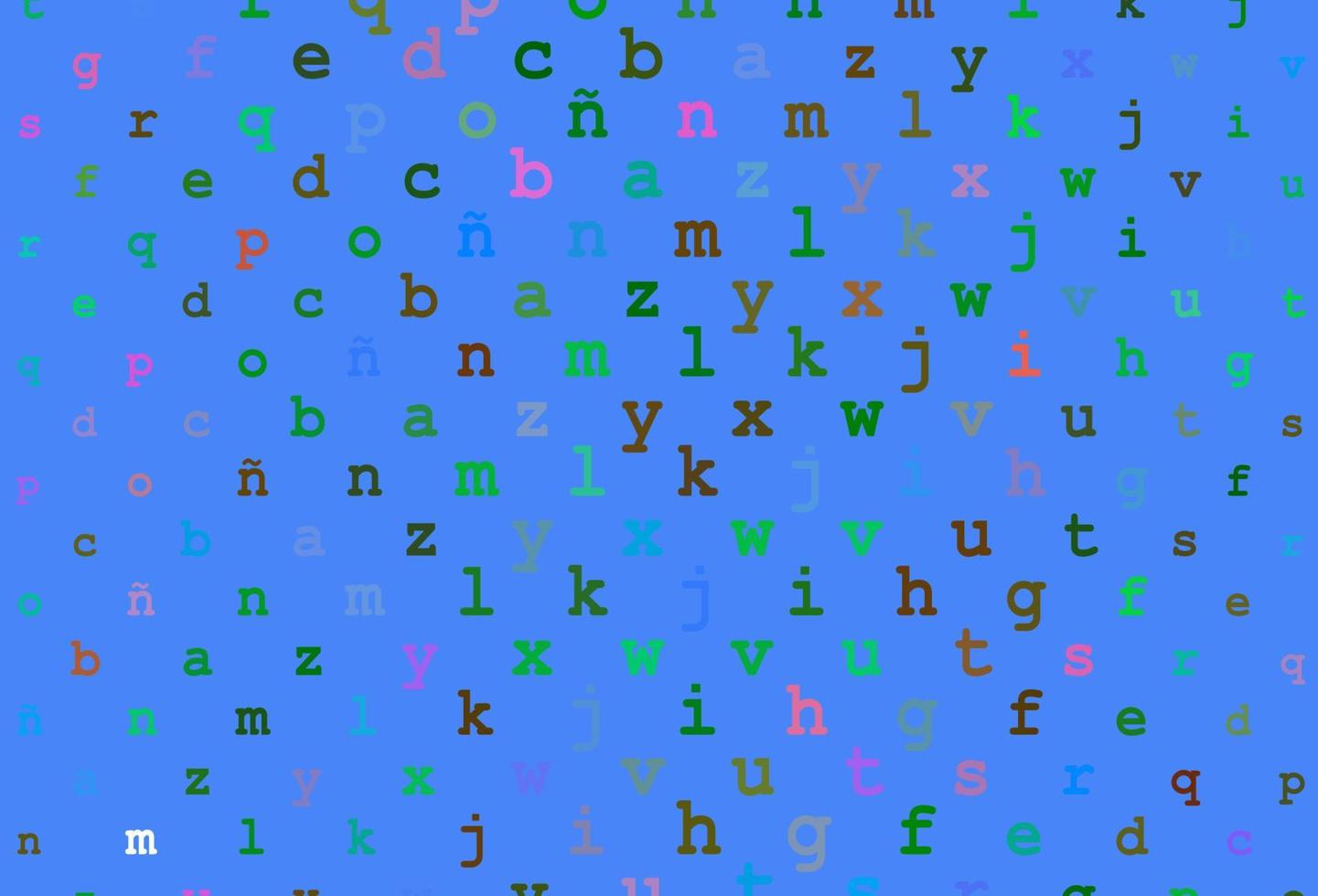 licht veelkleurig, regenboog vector achtergrond met tekenen van alfabet.