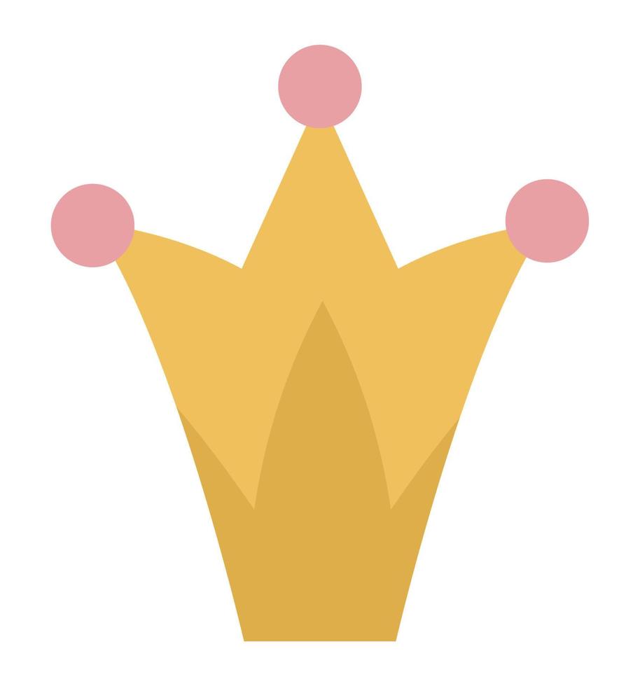 sprookje kroon geïsoleerd op een witte achtergrond. vector fantasie koning of koningin accessoire. soevereine autoriteit symbool. middeleeuws sprookjesachtig koninklijk juwelenpictogram. cartoon magisch object