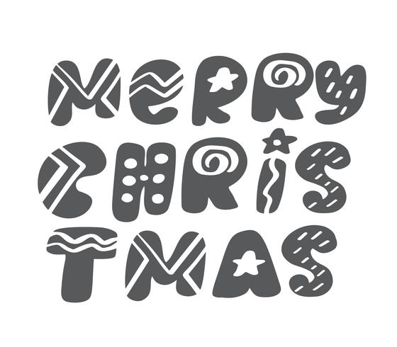 Vrolijke Kerstmis grijze uitstekende Skandinavische van letters voorziende vectortekst. Voor kunstsjabloon ontwerp lijstpagina, mockup brochure stijl, banner idee omslag, boekje print flyer, poster vector