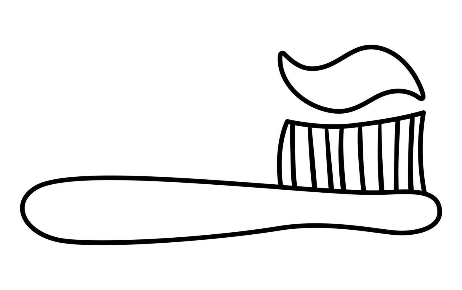 zwart-wit tandenborstel pictogram geïsoleerd op een witte achtergrond. vector overzicht tand zorg tool. tandheelkunde apparatuur illustratie. lijn tandenborstel met tandpasta of kleurplaat