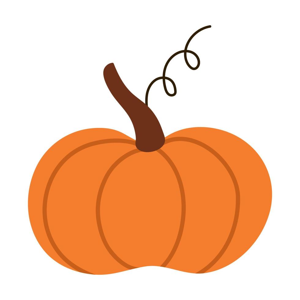 vector schattige pompoen. herfst groente. platte stijl oranje pompoen. grappige veggie oogst illustratie geïsoleerd op een witte achtergrond. traditioneel Thanksgiving-eten of Halloween-symbool