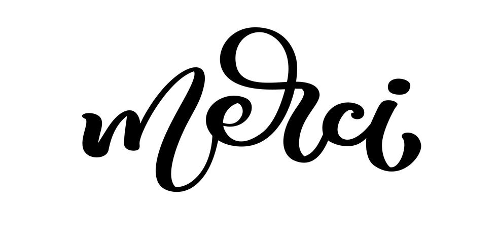 Vector hand getrokken belettering Merci