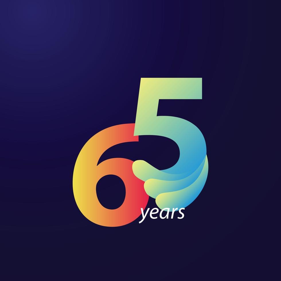 65 jaar verjaardag viering vector sjabloon ontwerp illustratie
