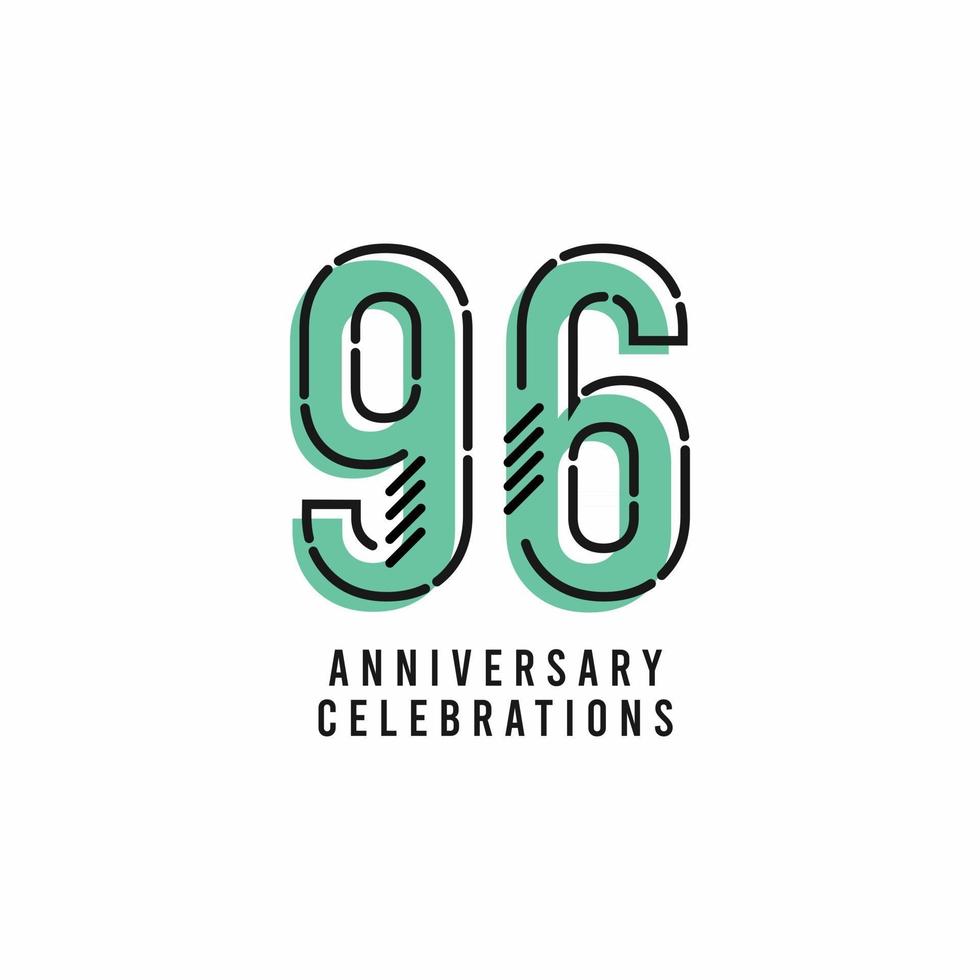 96 jaar verjaardag viering vector sjabloon ontwerp illustratie