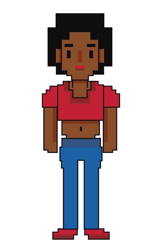 afro meisje gepixelde avatar vector