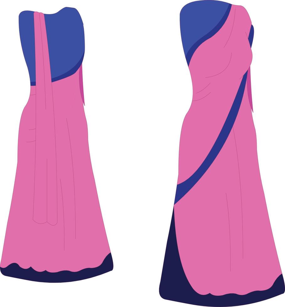 set Aziatische traditionele roze en blauwe jurken vector