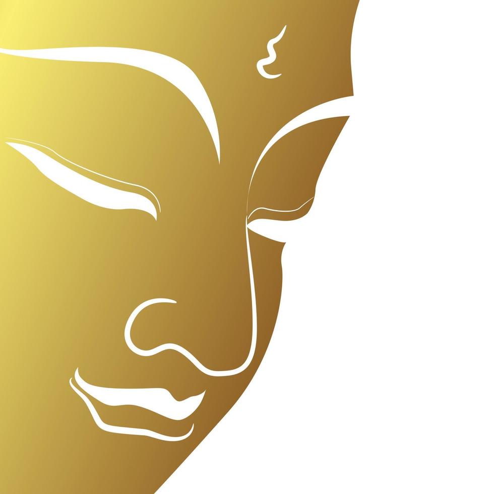 gezicht van boeddha met gouden rand isoleren op witte achtergrond vector