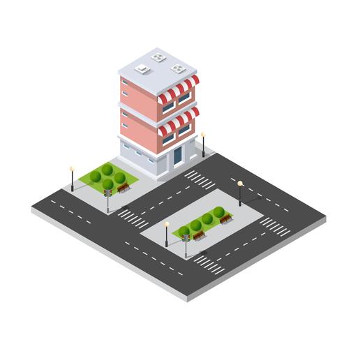 Isometrische 3D-winkelmarktstad vector