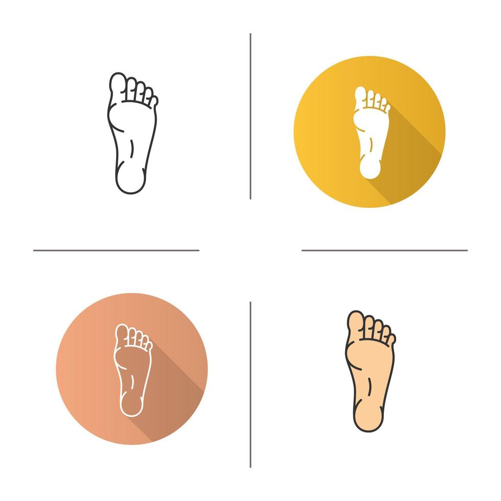 voet icoon. plat ontwerp, lineaire en kleurstijlen. geïsoleerde vectorillustraties vector