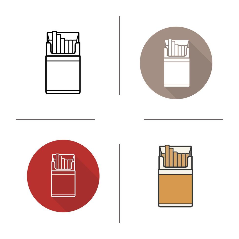 open sigaret pack icoon. plat ontwerp, lineaire en kleurstijlen. geïsoleerde vectorillustraties vector