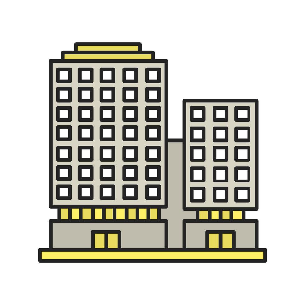 kantoorgebouw kleur pictogram. zakelijk district. geïsoleerde vectorillustratie vector