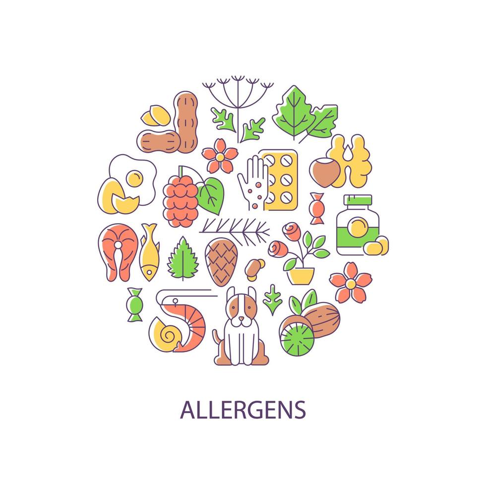 allergenen abstracte kleur concept lay-out met kop vector