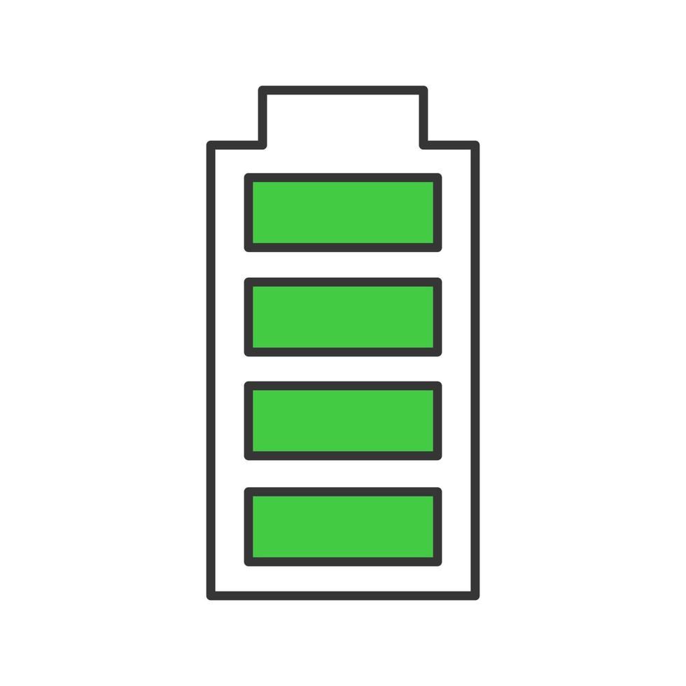 volledig opgeladen batterij kleurpictogram vector