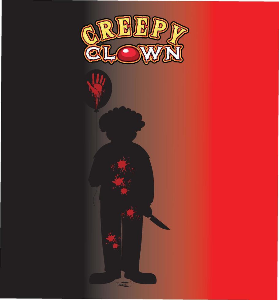 griezelige clown tekstposter met clown silhouet vector