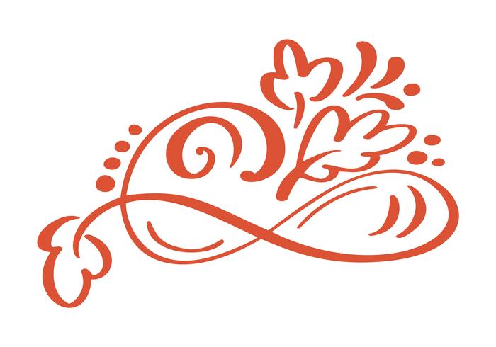 Hand getrokken Floral herfst ontwerpelementen geïsoleerd op een witte achtergrond voor retro design. Vector kalligrafie en belettering illustratie