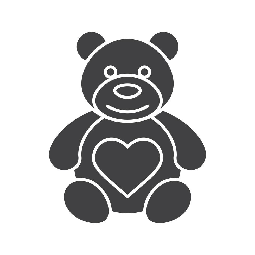 teddybeer met hart vorm icoon. silhouet symbool. negatieve ruimte. vector geïsoleerde illustratie