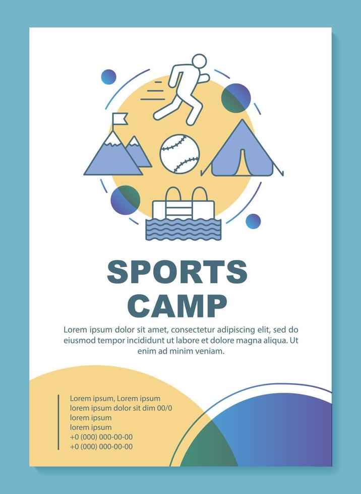 sportkampioenschap bootcamp, lay-out van de brochuresjabloon. flyer, boekje, folder printontwerp met lineaire illustraties. vectorpaginalay-outs voor tijdschriften, jaarverslagen, reclameposters vector