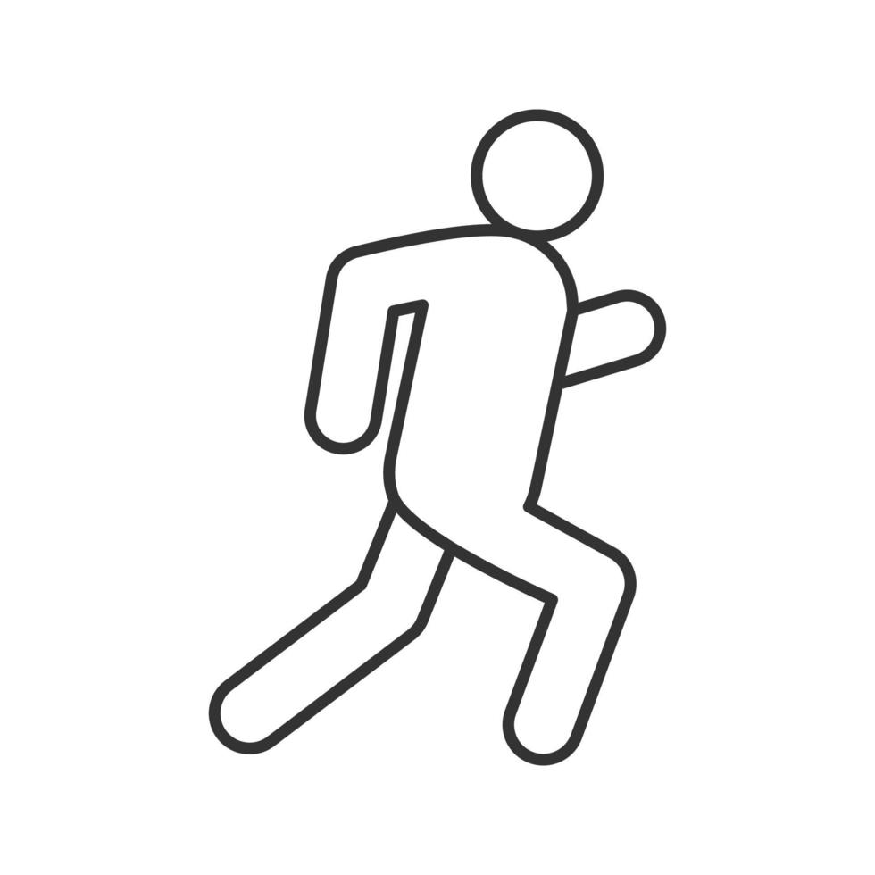 lopende man lineaire pictogram. ontsnappen. dunne lijntekening. joggen. contour symbool. geïsoleerde vectorillustratie vector