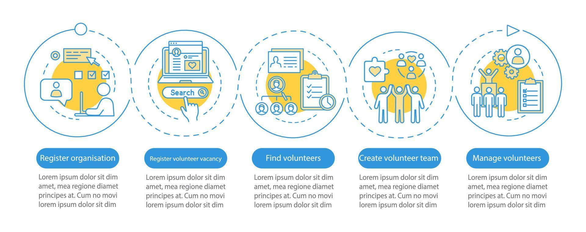 vrijwilligers vinden vector infographic sjabloon