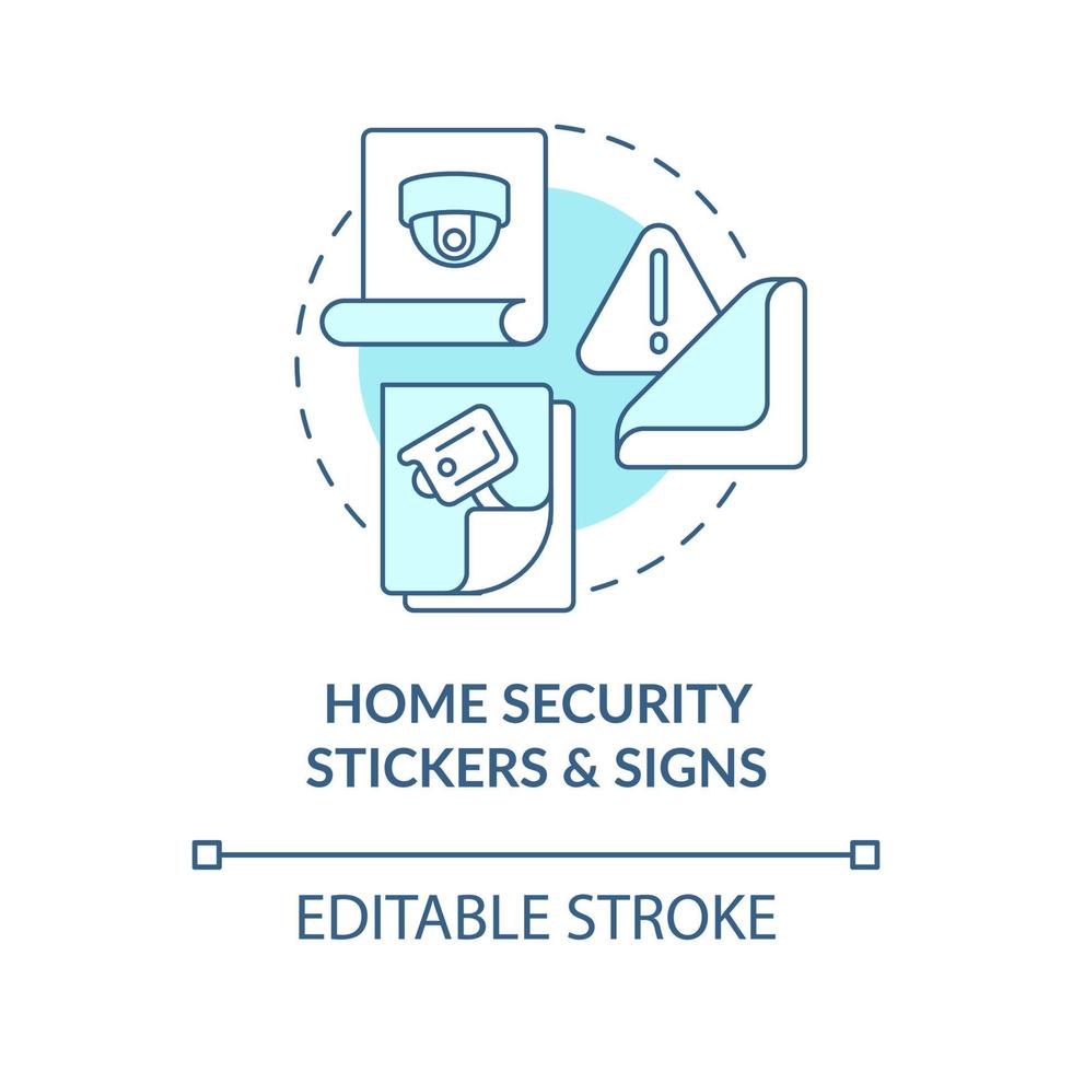 huisbeveiliging stickers en borden blauw concept icoon vector
