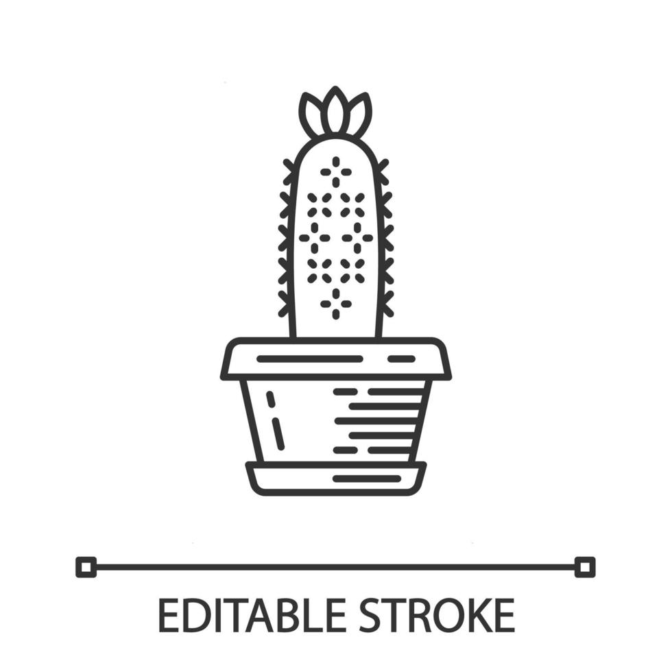 egelcactus in pot lineair pictogram vector