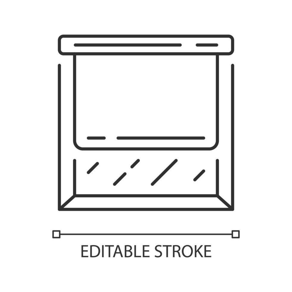 rolgordijnen lineaire pictogram. raam jaloezieën. kamer verduisterende decoratie. verticale jaloezie. black-out behandelingen. dunne lijn illustratie. contour symbool. vector geïsoleerde overzichtstekening. bewerkbare streek