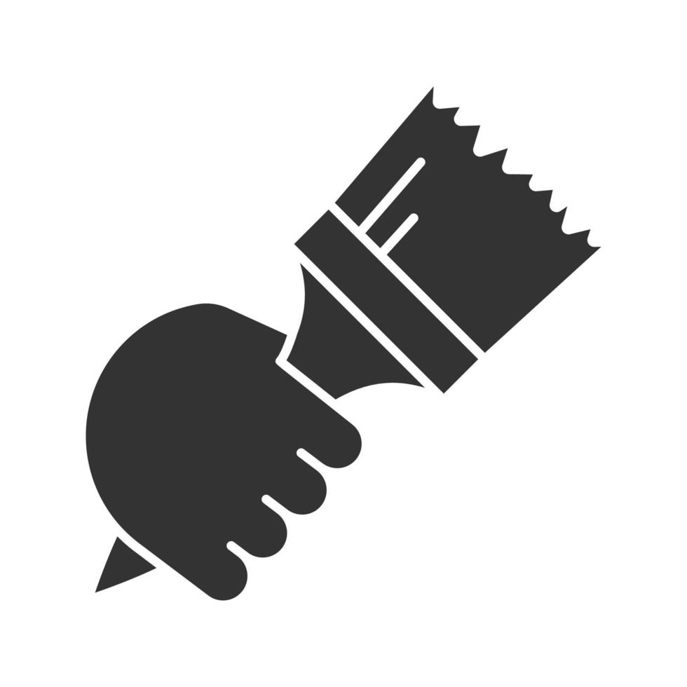 hand met kwast glyph icon vector