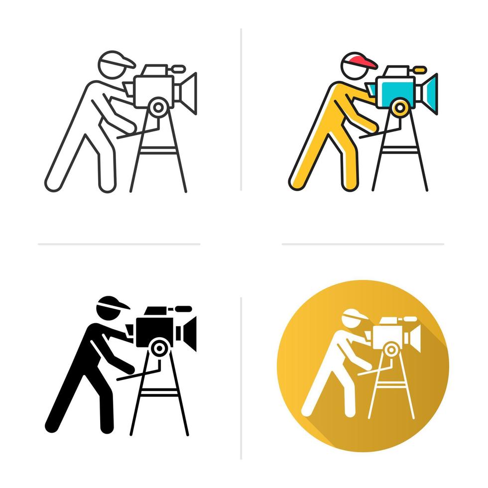 filmindustrie icoon. bioscoop bedrijf. cinematografie. film maken. show business. filmmaken. film maken. video productie. plat ontwerp, lineaire en kleurstijlen. geïsoleerde vectorillustraties vector