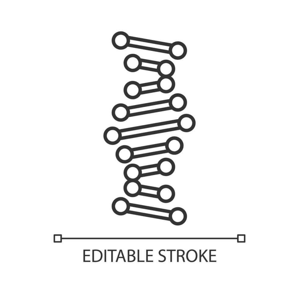 dna-helix lineaire pictogram. verbonden punten, lijnen. deoxyribonucleïnezuur, nucleïnezuurstructuur. genetische code. genetica. dunne lijn illustratie. contour symbool. vector geïsoleerde overzichtstekening. bewerkbare streek