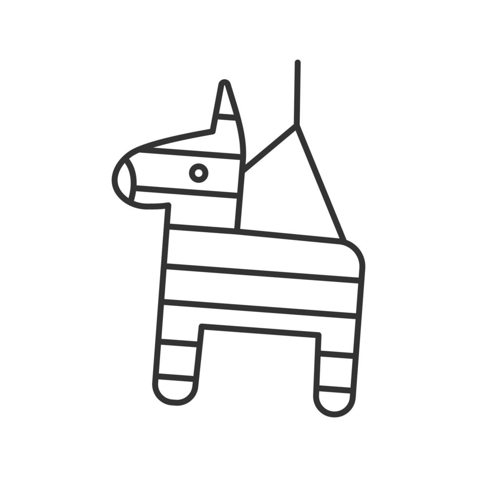 pinata lineaire pictogram. ezel speelgoed. dunne lijn illustratie. contour symbool. vector geïsoleerde overzichtstekening