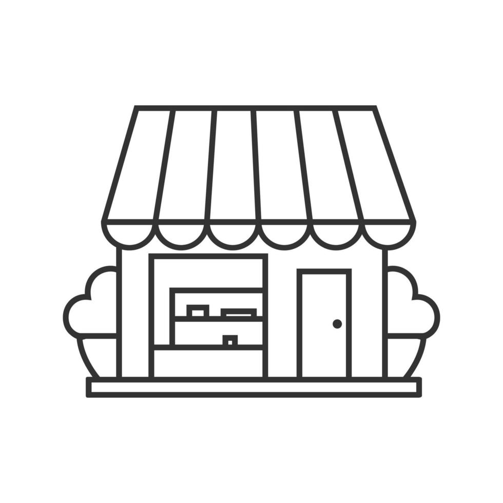 kleine winkel lineaire pictogram. boetiek. dunne lijn illustratie. koffiehuis, café-contoursymbool. vector geïsoleerde overzichtstekening