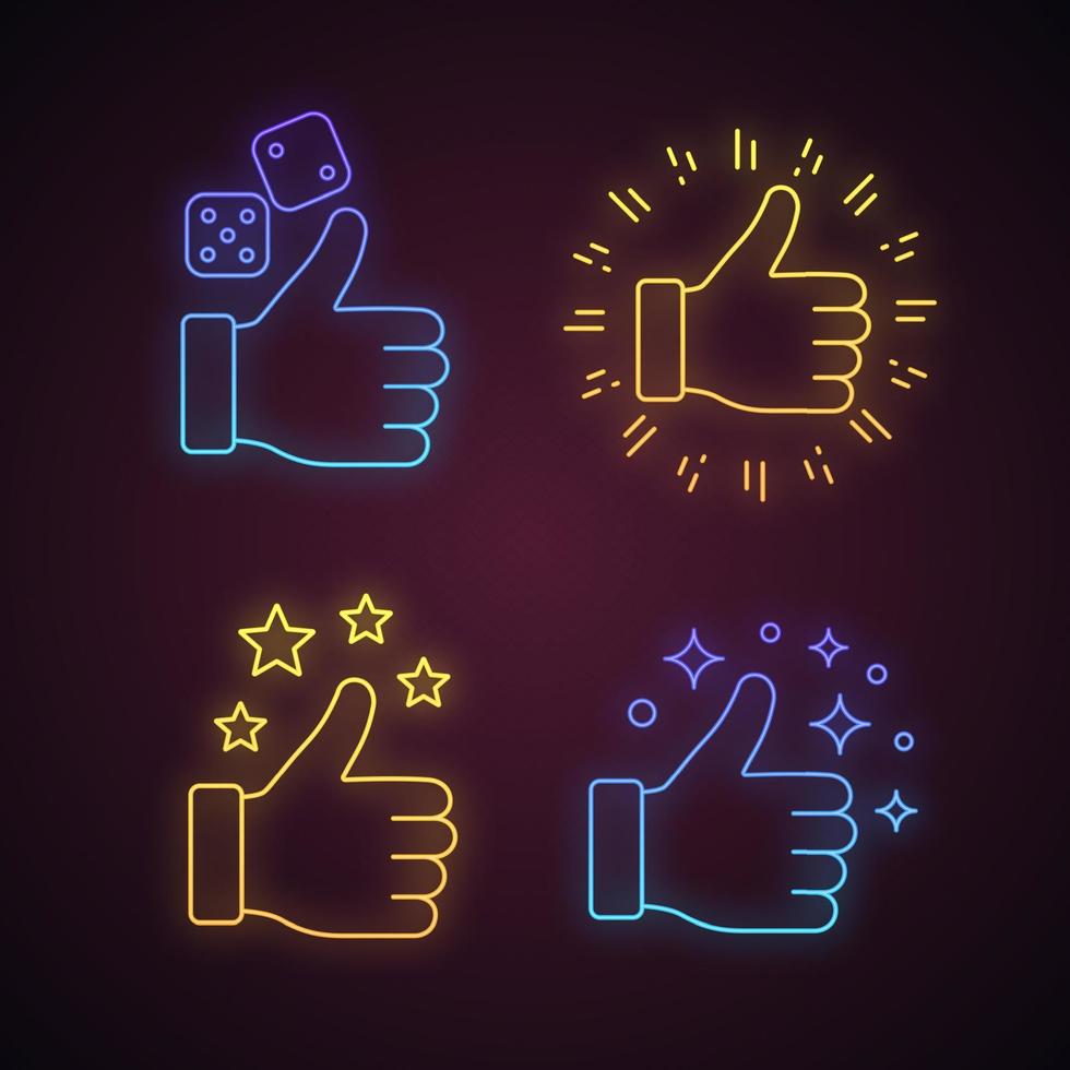 zoals neonlicht iconen set vector