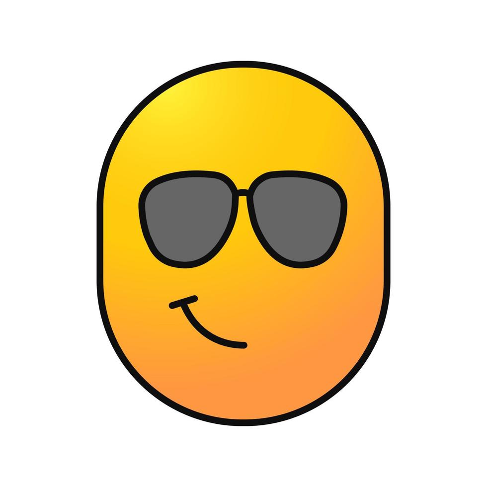 coole glimlach kleur icoon. gezicht met zonnebril. geïsoleerde vectorillustratie vector