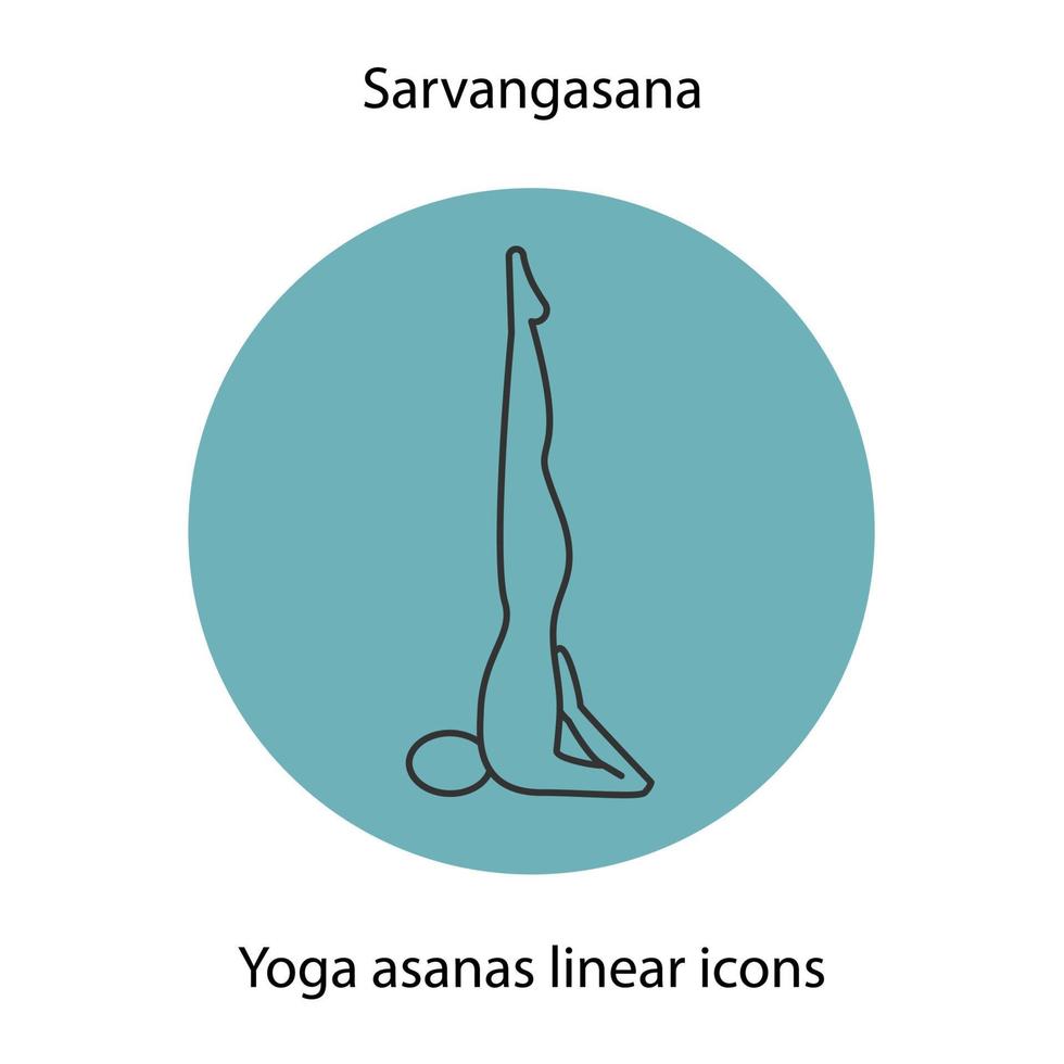 sarvangasana yoga positie lineaire pictogram. dunne lijn illustratie. yoga asana contour symbool. vector geïsoleerde overzichtstekening