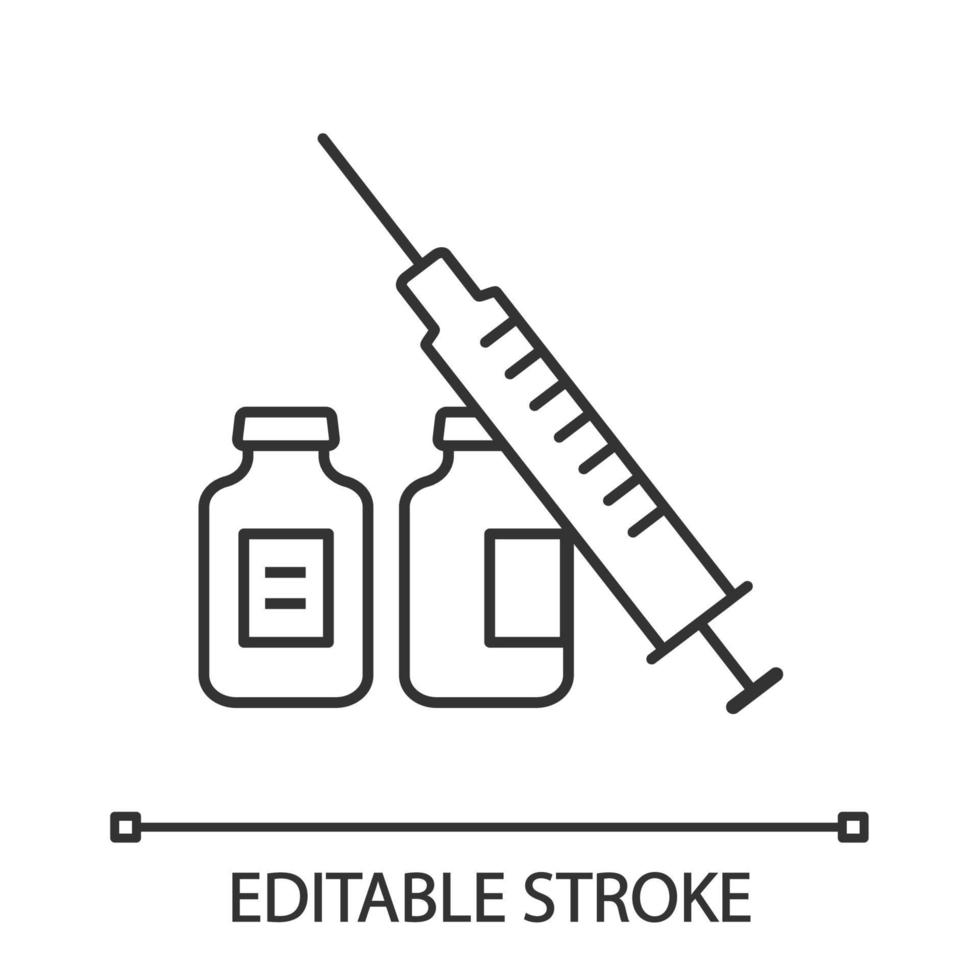 spuit en flesjes lineair pictogram vector