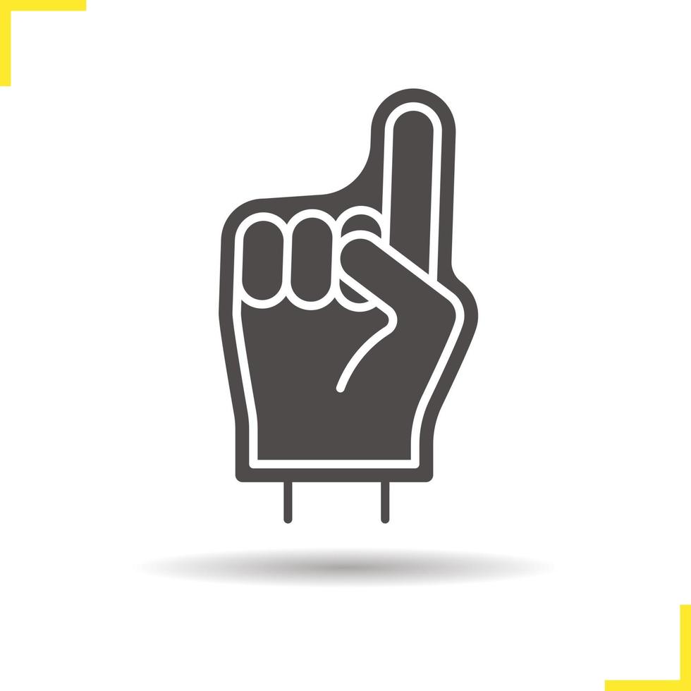 schuim vinger pictogram. slagschaduw silhouet symbool. sportfans hand. negatieve ruimte. vector geïsoleerde illustratie