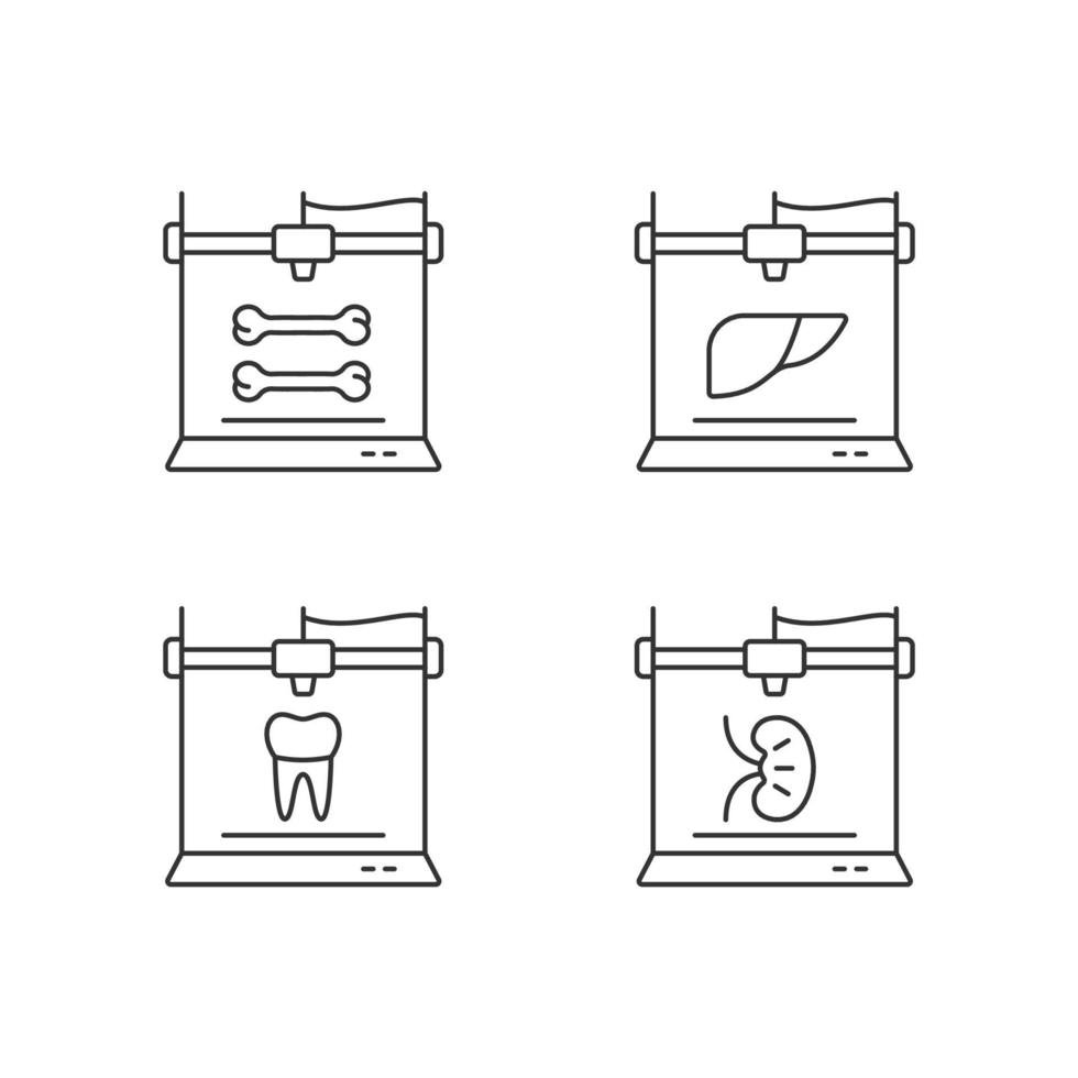 driedimensionale bioprinting lineaire pictogrammen set vector