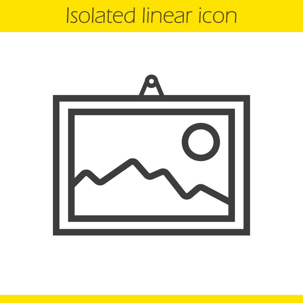 muur schilderij lineaire pictogram. dunne lijn illustratie. ingelijste landschapsfoto contour symbool. vector geïsoleerde overzichtstekening