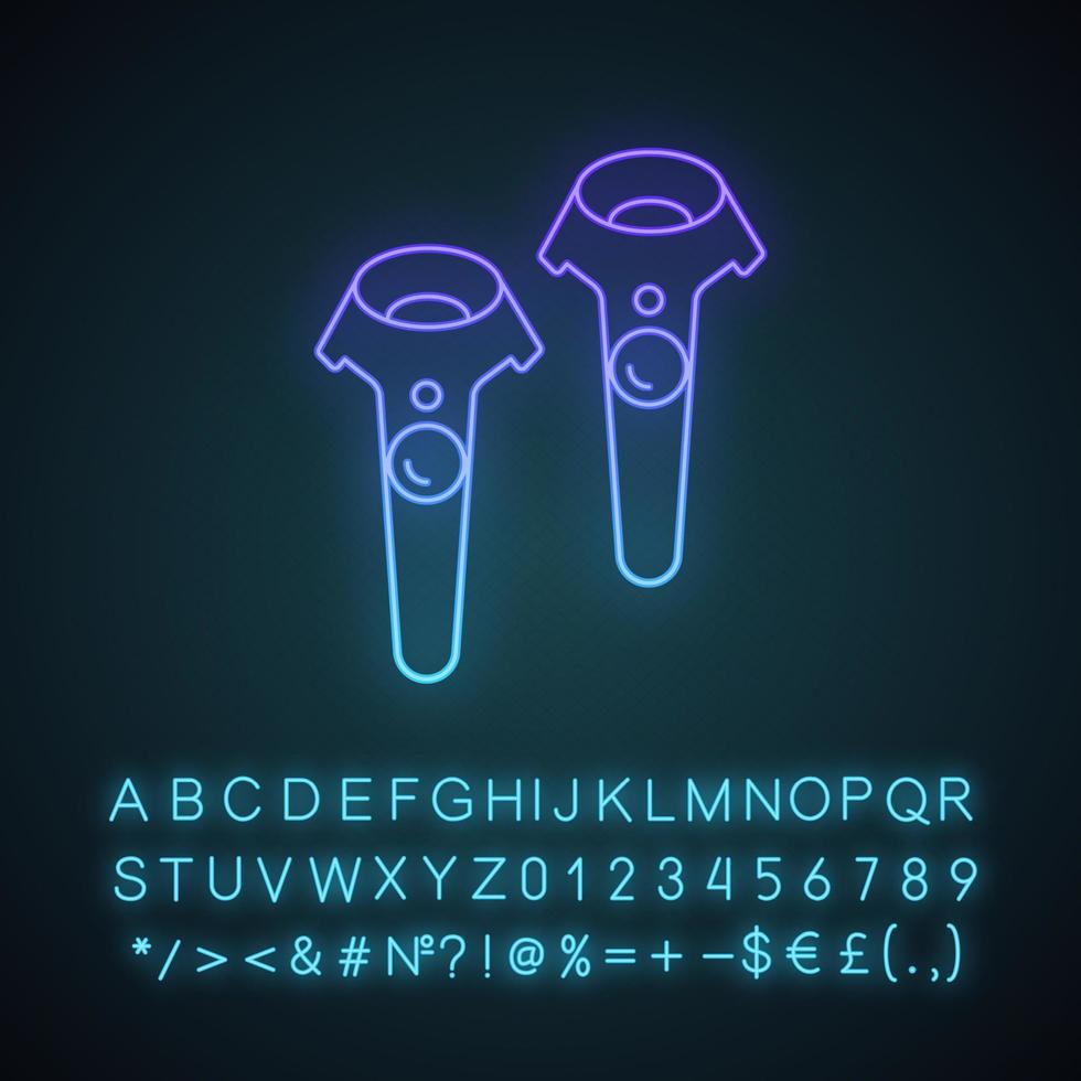 vr draadloze controllers neonlichtpictogram vector