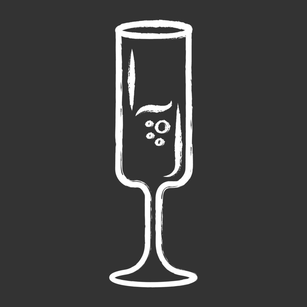 mousserende wijn glas krijt icoon. fort wijnglas. champagne, glaswerk. alcoholische drank met bubbels. feestcocktail. aperitief drankje. bar, feest. geïsoleerde vector schoolbordillustratie