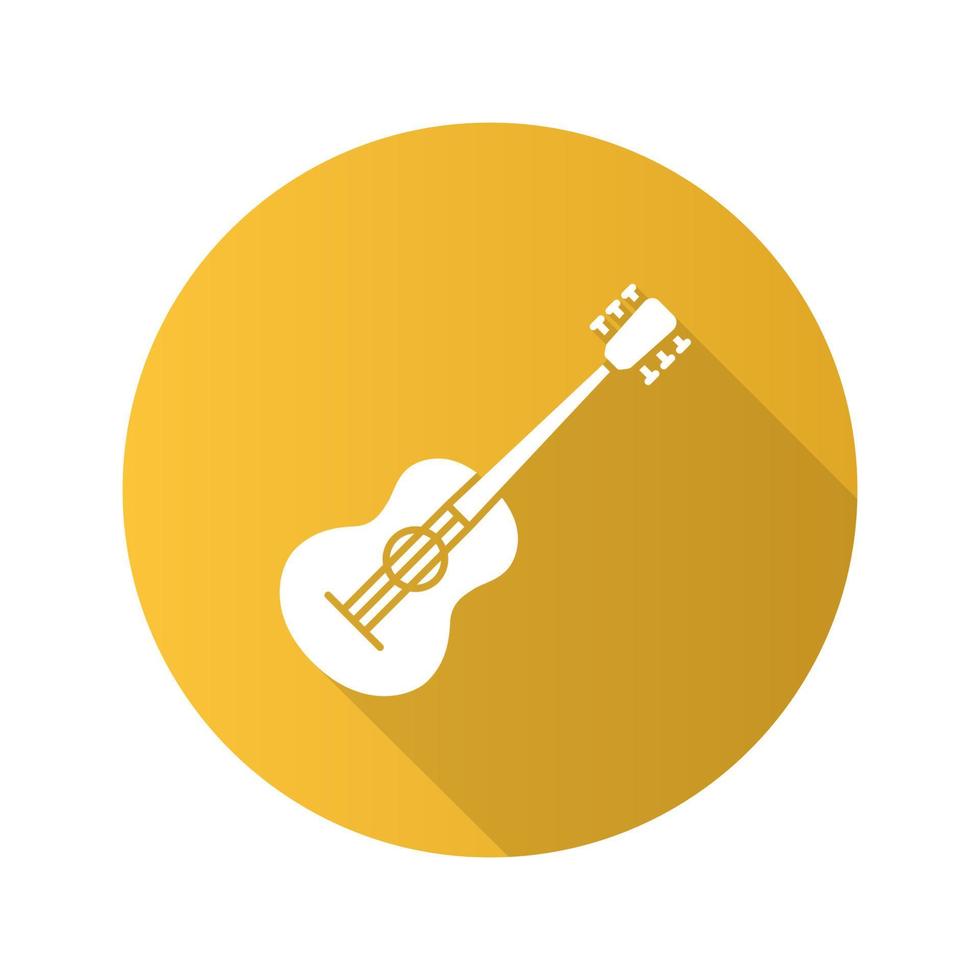 gitaar plat ontwerp lange schaduw glyph icon vector