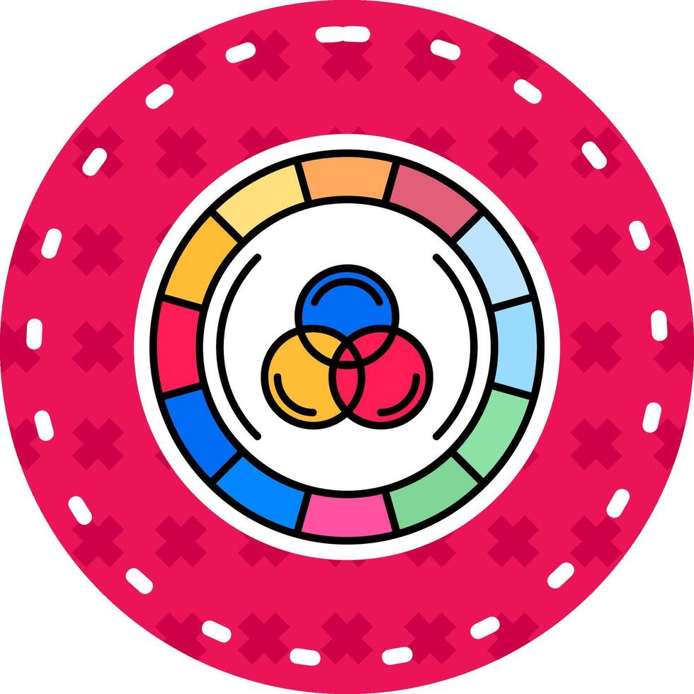 kleur wiel lijn gevulde sticker icoon vector